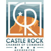 The castle rock chamber of commerce logo.