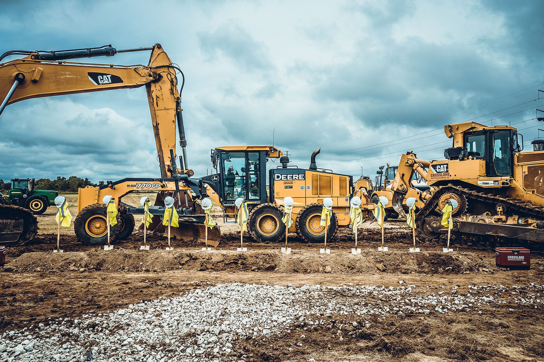 Greenbay Packaging Groundbreaking machinery on job site.