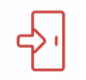 Red outlined icon of a door with a right-pointing arrow, suggesting an exit or logout action.