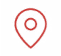A red map location pin icon with a circular center on a white background.