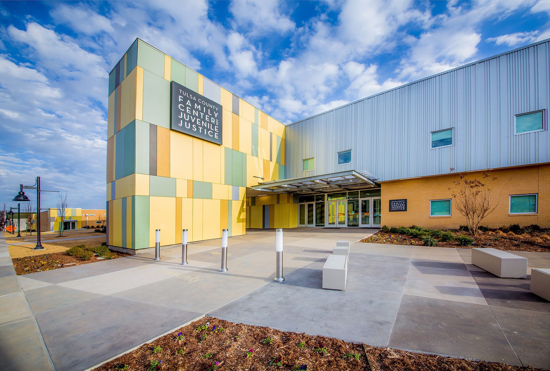 Exterior of the Tulsa County Family Center for Juvenile Justice building.
