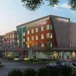 Rendering of the exterior of the Hyatt Place building at WSU.
